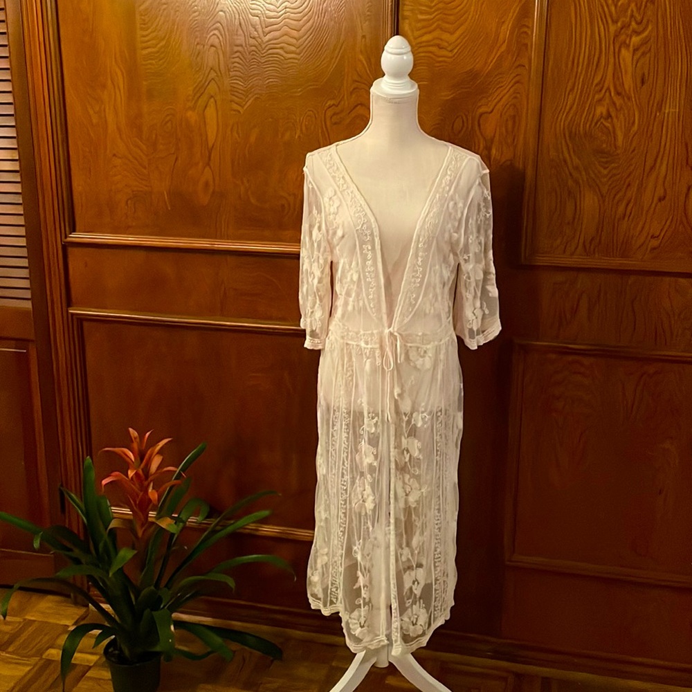 Cream Crochet Duster